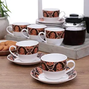 Cup and Saucer Set of 12 (6 Cups and 6 Saucers) Elegant for Home and Kitchen and Best Gifting Options