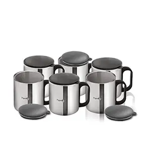 Pigeon-Stainless Steel Coffee Cup Set of 6 (With Lid)