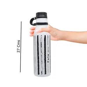 Vacuum Insulated Hot Stainless Steel Stripes Design Bottle (White600ml)