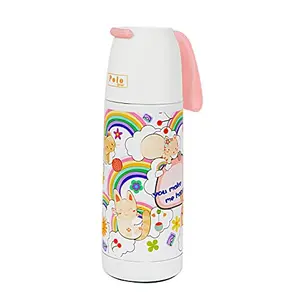HOMEISH Polo Lifetime Vacuum Insulated Hot Cold Stainless Steel Printed Bottle (Rainbow DesignApprox. 350ml)