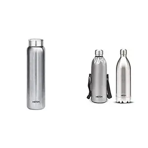 MILTON Aqua 1000 Stainless Steel Water Bottle 950 Ml Silver & Duo Dlx Stainless Steel Flask 1500Ml Silver