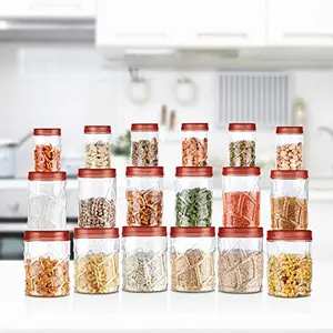 MILTON Vitro Plastic Jar Set 18- Pieces Transparent