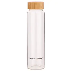 Signoraware Bamboo Borosilicate Glass Bottle ( 500ml Clear )