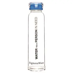 Signoraware Aqua Time Borosilicate Glass Water Bottle 390ml/21mm Multicolour