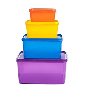 Signoraware Fresh Tab Plastic Storage container Set of 4 (2500ML 1200 ML 500 ML 160 ML) Multicolor