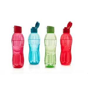 Signoraware Fliptop-Aqua Fresh Plastic Water Bottle Set 500ml/6cm Set of 4 Multicolour