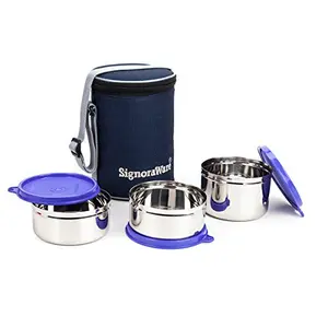 Signoraware Executive Stainless Steel Lunch Box Set Set of 3 Violet