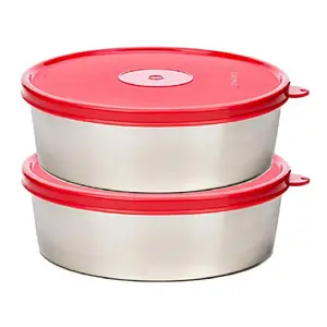 Signoraware Classic Steel Small Container Set of 2 650ml+650ml Red