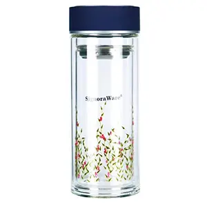 Signoraware Aqua Double Wall Glass Water Bottle 450ml/19mm Clear