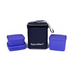 Signoraware Director Special Plastic Lunch Box with Bag Deep Violet Medium