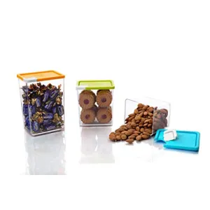 ENTERPRISE : Storage Container for Kitchen Cereal Dispenser Royal Easy Flow Storage Jar Storage Box Lid Food Rice Pasta Pulses for Kitchen Set of 3