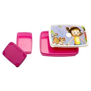 Signoraware Dream Land Compact Plastic Lunch Box Set 2-Pieces Pink