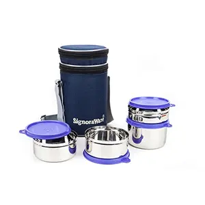 Signoraware Executive Stainless Steel Lunch Box Set Set of 4 Violet