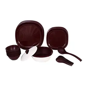 Signoraware Double Wall Square Dinner Set 27-Pieces Maroon