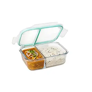 Signoraware Slim High Borosilicate Bakeware Safe Glass Big Lunch Box 1000 ML Clear
