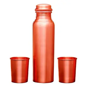 Signoraware Copper Bottle with 2 Glasses (Matt) (900 ML Bottle + 2 Glass 275 ML)