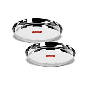 Sumeet Stainless Steel Apple Shape Heavy Gauge Dinner Plates with Mirror Finish 29.5cm Dia - Set of 2pc