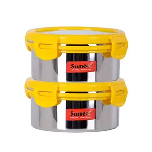 Sumeet Airtight & Leak Proof Steelexo S.S. Containers/Lunch Box with Stainless Steel Lid - Size 460ML - Set of 2Pcs