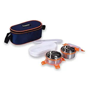 Sumeet Smart Tiffin with 2 Airtight & Leak Proof Stainless Steel OMG Containers + 1 Plastic Container + Insulated Pouch