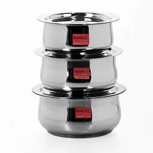 Sumeet Stainless Steel Cookware Set With Lid 1.6 2.1 L 3 Piece (Steel)