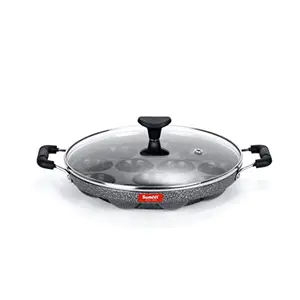 Sumeet 3mm Nonstick Grill Appam Patra with Glass Lid - 12Cavity - 22cm Dia