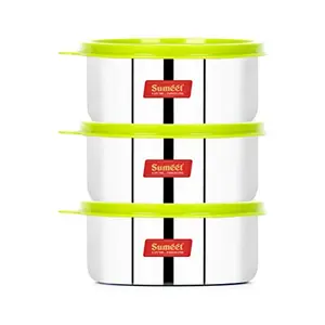 Sumeet Stainless Steel Storage Containers Set - 375 ml 3 Pieces Silver