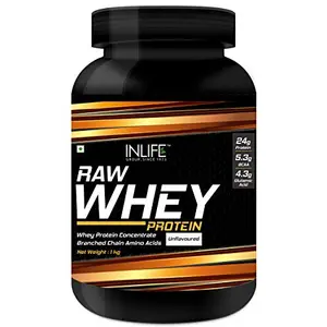 100% Raw Whey Protein Powder Concentrate Instantized (Unflavoured) (1kg (Unflavoured))
