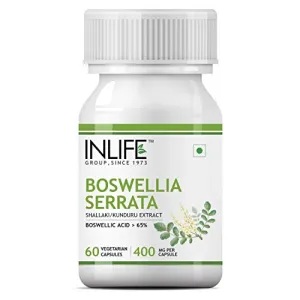 INLIFE Boswellia Serrata Extract (Boswellic Acids &gt; 65%) Joint Supplement 400 mg - 60 Vegetarian Capsules (Pack of 1)