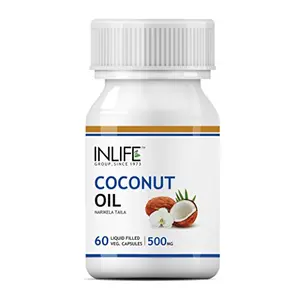 INLIFE Extra Virgin Cold Pressed Coconut Oil Capsules 500mg 60 Vegetarian Capsules