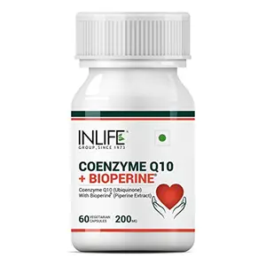 Coenzyme Q10 CoQ10 200mg with Bioperine (Piperine) 8mg Supplement - 60 Vegetarian Capsules (Pack of 1)