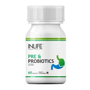 INLIFE Prebiotics and Probiotics Supplement for Men Women - 60 Capsules (Pack of 1)