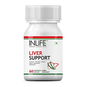 Inlife Liver Care/Cleanse Support Active Formula & Detoxifier Ayurvedic Herbs 500 mg - 60 Vegetarian Capsules