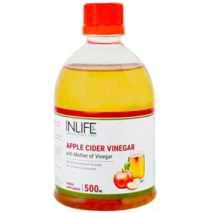 Inlife Apple Cider Vinegar with Mother Vinegar Raw Unfiltered Unpasteurized Health Supplement for Skin Hair & Weight Management 500 ml (Pack of 1)