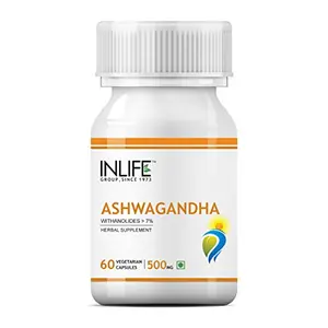 INLIFE Ashwagandha Extract (Withania Somnifera) Supplement Immunity Boosters & General Wellness 500mg - 60 Vegetarian Capsules