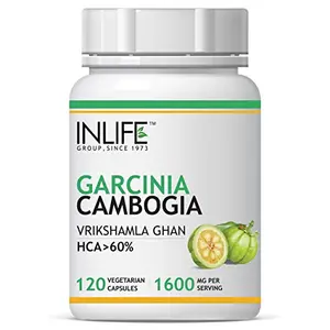 INLIFE Pure Garcinia Cambogia Fruit 60% HCA Weight Management Herbs Supplement 1600mg - 120 Vegetarian Capsules