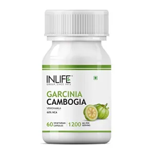 INLIFE Pure Garcinia Cambogia Fruit 60% HCA Weight Management Herbs Supplement 1200mg - 60 Vegetarian Capsules