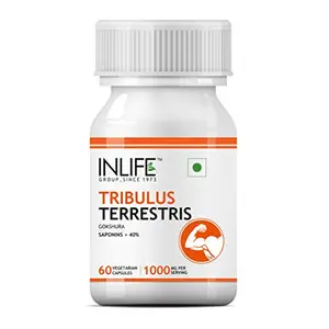 INLIFE Tribulus Supplement Saponins &gt; 40% 1000 mg per serving - 60 Vegetarian Capsules