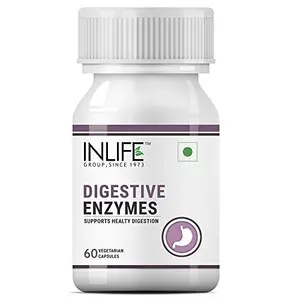 INLIFE Digestive Enzymes Supplement for Digestive Support - 60 Vegetarian Capsules (Pack of 1)