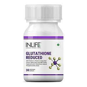 INLIFE L Glutathione Reduced Dietary Supplement Capsule 1000mg Vitamin C Milk Thistle Grape Seed Extract Biotin for Healthy & Youthful Skin 30 Counts (Pack of 1)