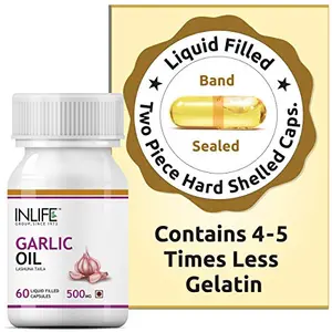 INLIFE Natural Garlic Oil 60 Capsules For HeartCholesterol and Weight Loss- 60 Liquid Filled Capsules