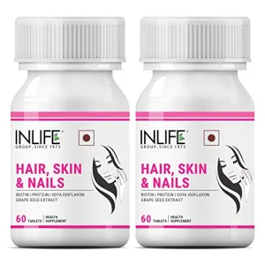 Hair Skin Nails Supplement with Biotin Vitamins Minerals Amino Acids Hair Growth for Men Women - 60 Tablets (2 Pack)
