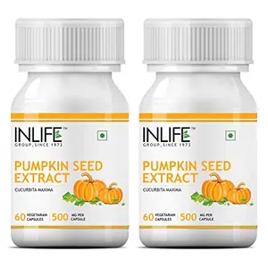 INLIFE Pumpkin Seed Extract Supplement 500 mg - 60 Vegetarian Capsules (Pack of 2)