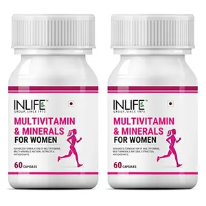 INLIFE Multivitamins & Minerals Antioxidants for Women Daily Formula Vitamins Supplement - 60 Capsules (Pack of 2)