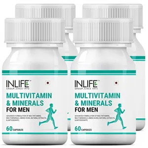 Multivitamins & Minerals Amino Acids Antioxidants with Ginseng Extract for Men Daily Formula Vitamins Supplement - 60 Capsules (4 Pack)