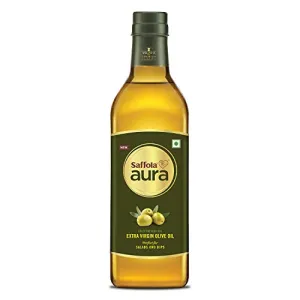 Saffola Aura Extra Virgin Olive Oil | Cold Pressed Oil | Perfect For Salads and Dips| 1Litre