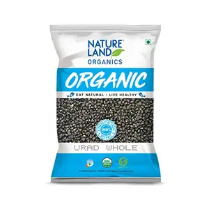 Natureland Organics Urad Whole / Sabut / Urad Kali Daal 500 Gm - Organic Healthy Pulses