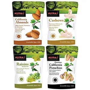 Nutraj Daily Needs Dry Fruits Combo Pack 1 Kg (Almonds 250g Cashews 250gm Pistachios 250g Raisins 250g)