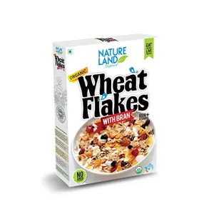 Natureland Organics Wheat Flakes 250 Gm - High Fibre Healthy Breakfast