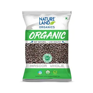 Natureland Organics Masoor Whole / Sabut 500 Gm - Organic Healthy Pulses