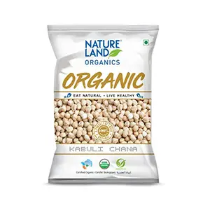 Natureland Organics Kabuli Chana / White Chana / Chole 500 Gm - Organic Healthy Chana